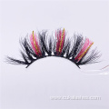 pink mink lashes with gold and silver glitter